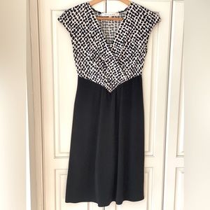 Studio M V-neck sleeveless Dress Black White Wrap top Size S